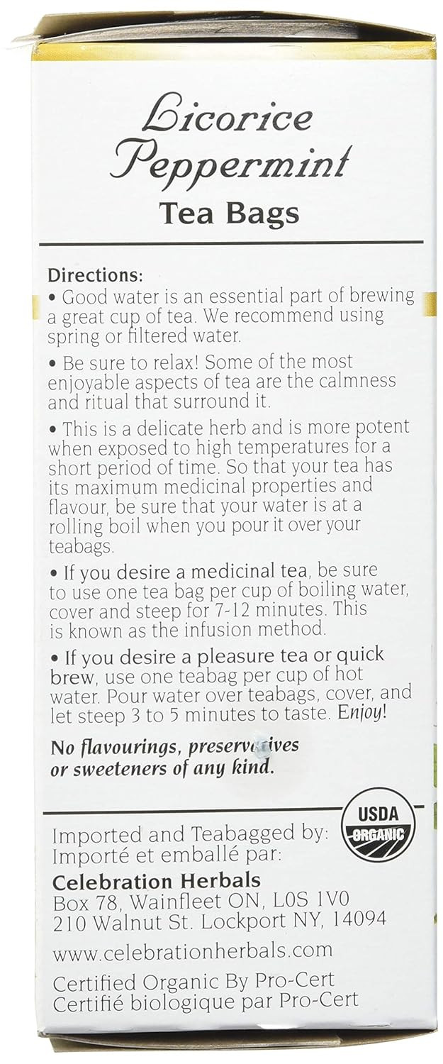 Celebration Herbals Organic Tea Licorice Peppermint, 24 Ct