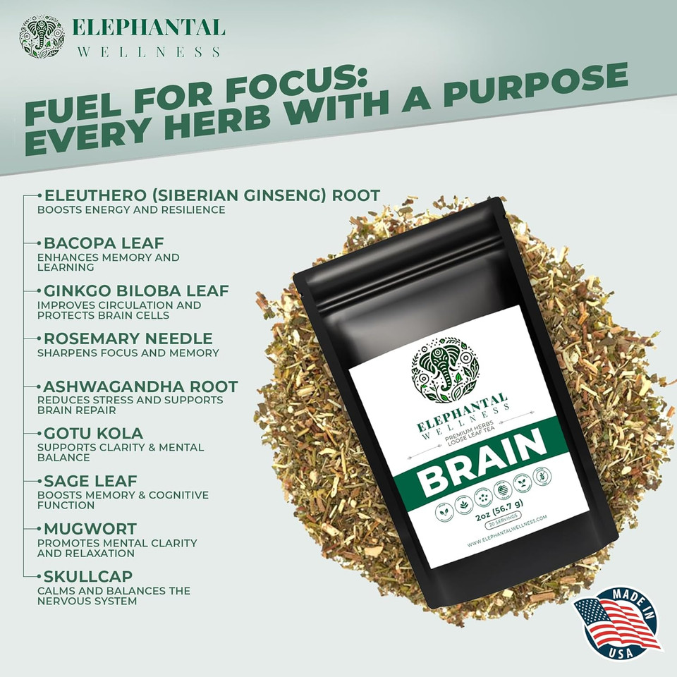 Elephantal Wellness Premium Sleep Herbal Tea | Deep Rest & Relaxation Support With Valerian Root, Passionflower, Chamomile, Lemon Balm Tea & Skullcap | Handmade, Caffeine-Free, Non-Gmo Loose Leaf Blend, 2Oz, 20 Servings