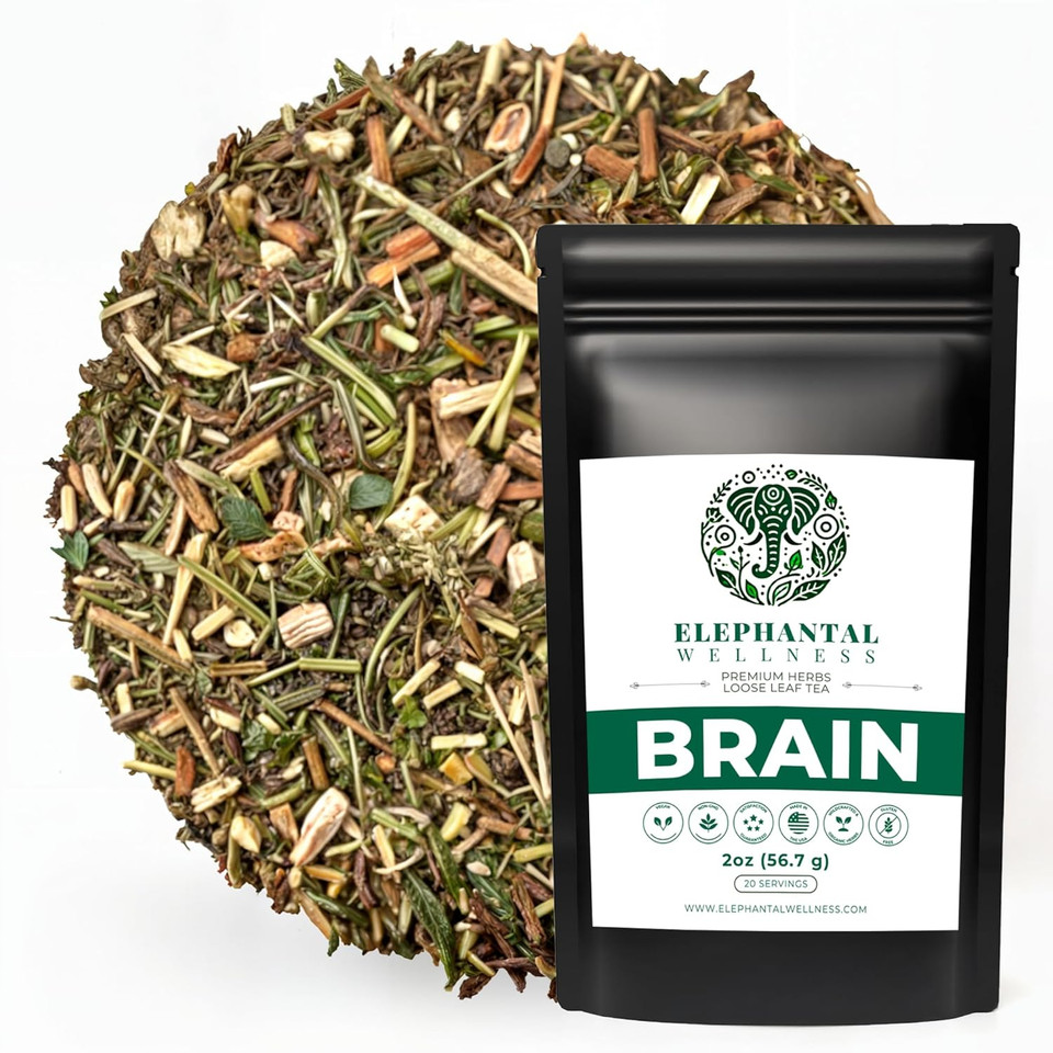 Elephantal Wellness Premium Well Balanced Herbal Tea | For Healthy Cortisol, Adaptogenic Stress & Energy Support With Ashwagandha Tea, Goji, Reishi, Holy Basil & LionS Mane | Handmade, Caffeine-Free, Non-Gmo Loose Leaf Blend | 2Oz, 20 Servings