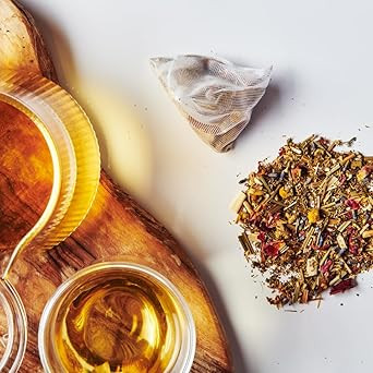 Grace Farms Rest Wellness Organic Tea Blend (100 Enveloped Pyramid Sachets W/ String & Tag) | Sleep And Stress Support For Evening | Chamomile Vanilla Tea With Caffeine Free Adaptogens And Mushrooms | Gives Back 100% Of Profits