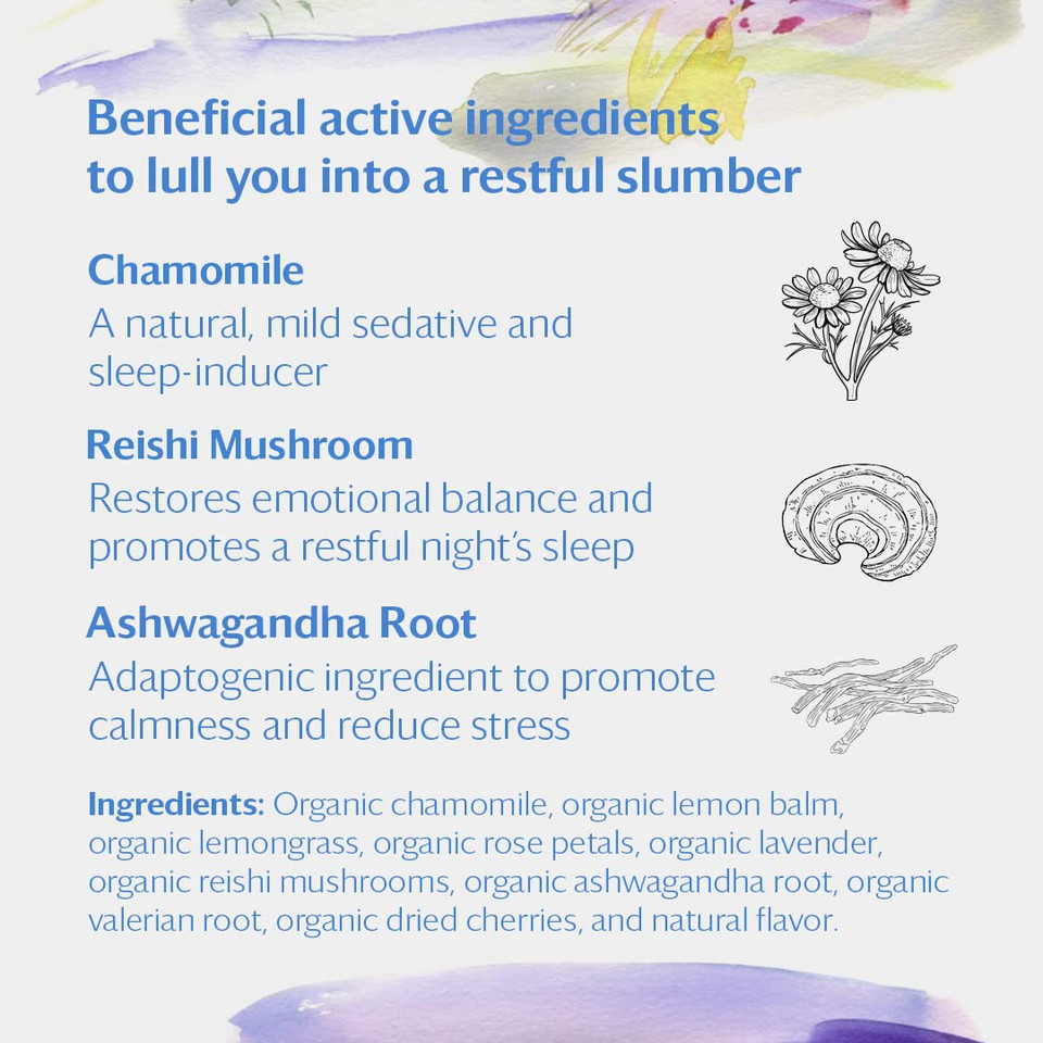 Grace Farms Rest Wellness Organic Tea Blend (50 Sachet Pouch) | Sleep And Stress Support For Evening | Chamomile Vanilla Tea With Caffeine Free Adaptogens And Mushrooms | Gives Back 100% Of Profits