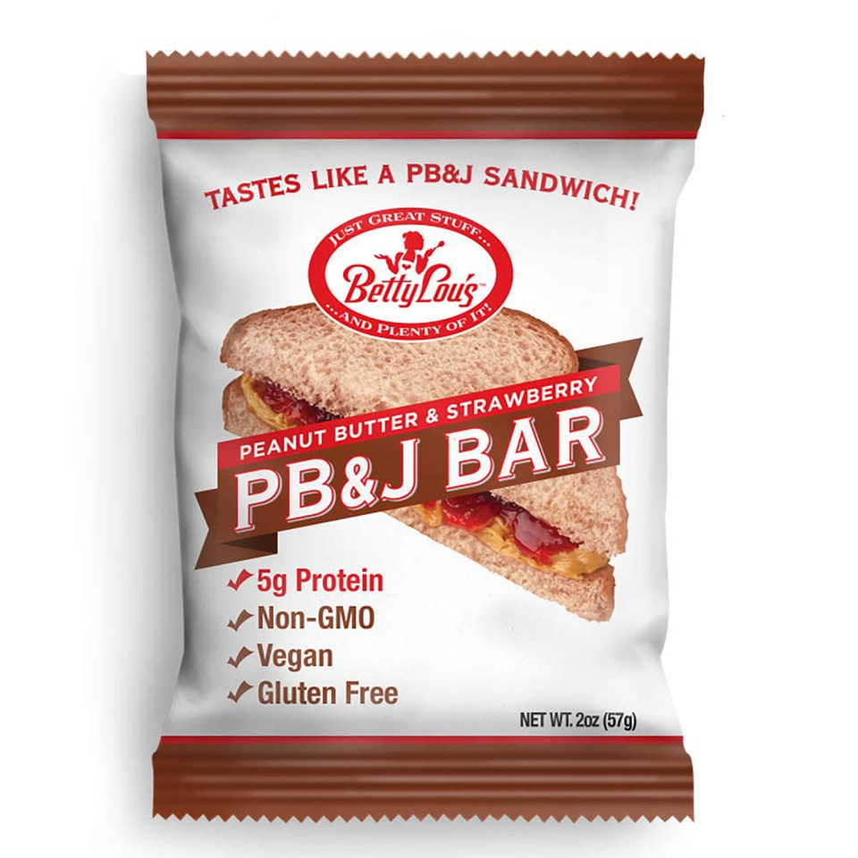 Betty Lou'S Pb&J Bars, Peanut Butter & Strawberry Snack, Gluten Free, Vegan, Non Gmo, Deliciously Healthy Snacks, Individually Wrapped, 2 Oz Each (12 Pack) Betty Lou'S Pb&J Bars, Peanut Butter & Strawberry Snack, Gluten Free, Vegan, Non Gmo, Deliciously Healthy Snacks, Individually Wrapped, 2 Oz Each (12 Pack)