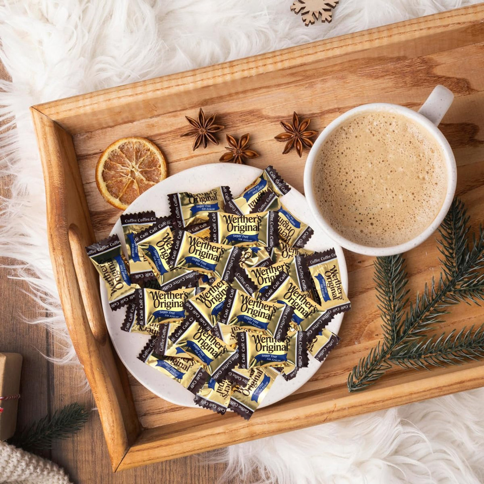 Werther'S Original Hard Sugar Free Caramel Candy, Individually Wrapped Healthy Sweet Caramel Bites For Guilt-Free Pleasure, Melts In Your Mouth In A Satisfying Creamy Way, 1Lb