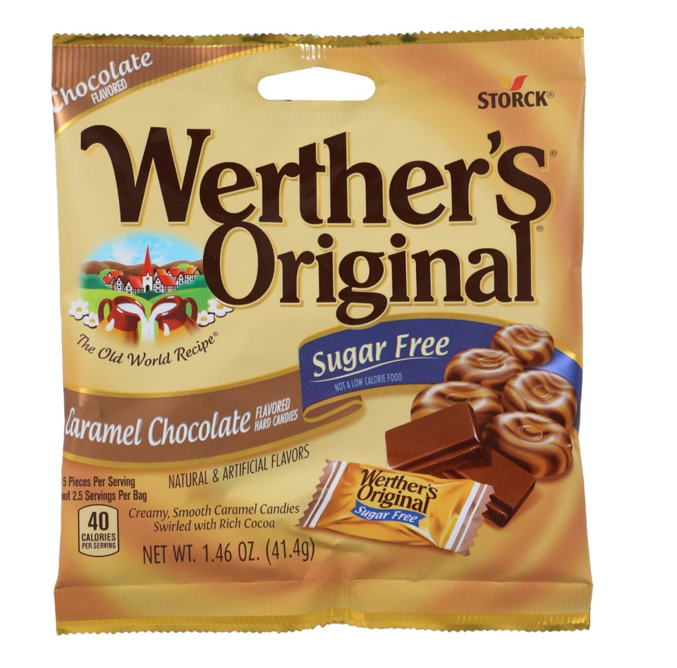 Werther'S Original Sugar Free Hard Candy 3 Bags Bundle (1.46 Oz Each) 3 Flavors: Coffee, Chocolate, Caramel | Perfect For Office Spaces Candy Dishes Holiday Candy Gifts | Soko Smiles Pocket Bag