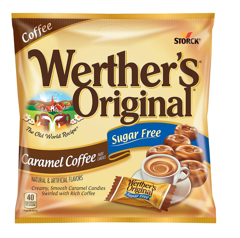 Werther'S Original Sugar Free Hard Candy 3 Bags Bundle (1.46 Oz Each) 3 Flavors: Coffee, Chocolate, Caramel | Perfect For Office Spaces Candy Dishes Holiday Candy Gifts | Soko Smiles Pocket Bag