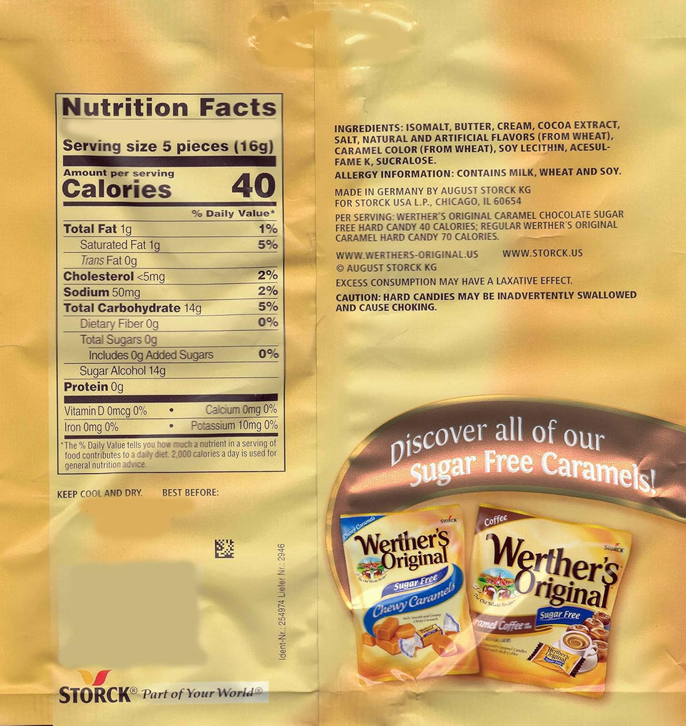 Bulk Werthers Original Hard Candy | Bulk Candy Individually Wrapped | Werthers Caramel Candy | 1 Lb Individual Flavor Bag | Ships In An Aromatik Resealable Pouch (Èclairs - Limited)