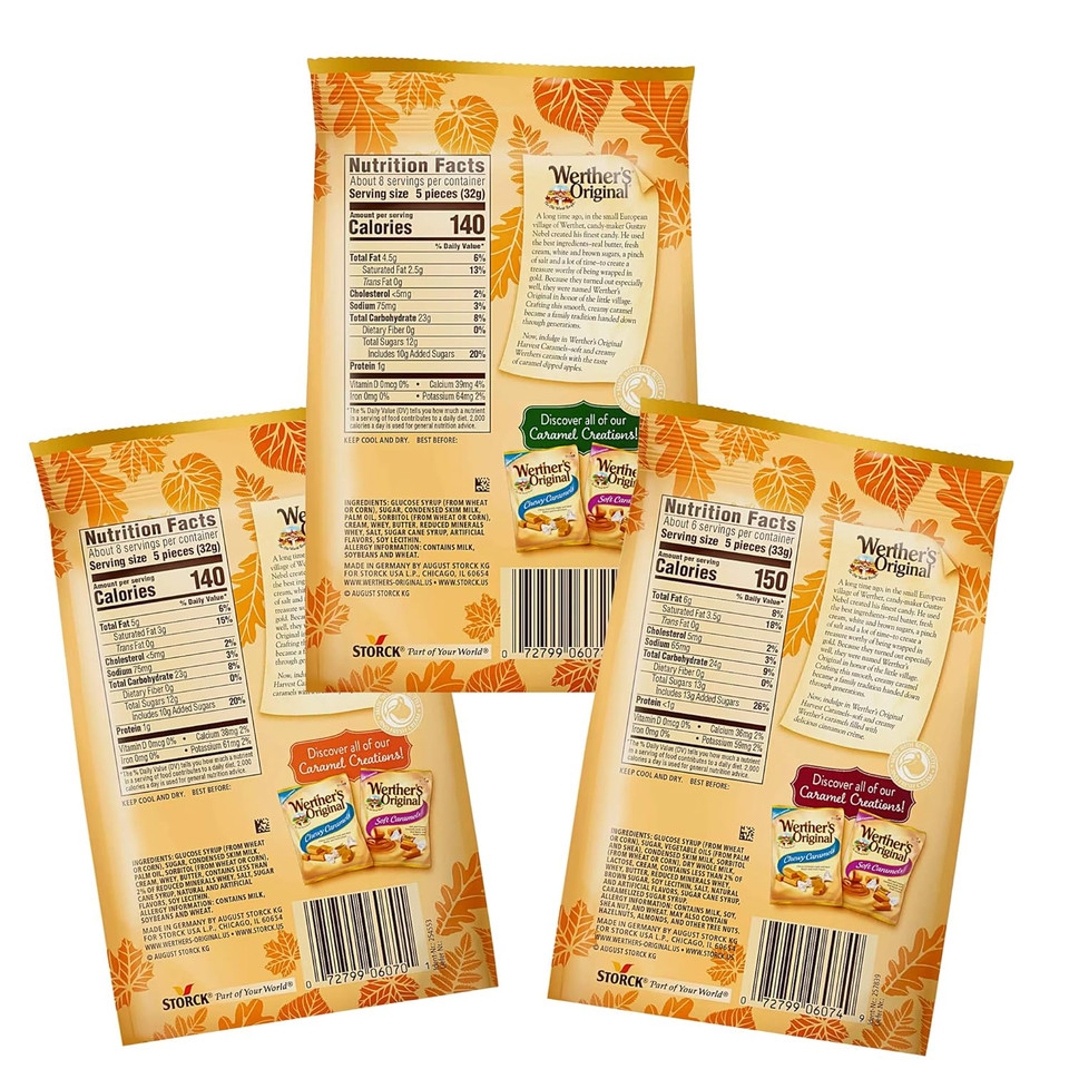 Werther'S Original Limited Edition Harvest Soft Caramels - Pumpkin Spice, Caramel Apple, & Cinnamon Creme (8.57 Oz) ( 3 Pack)