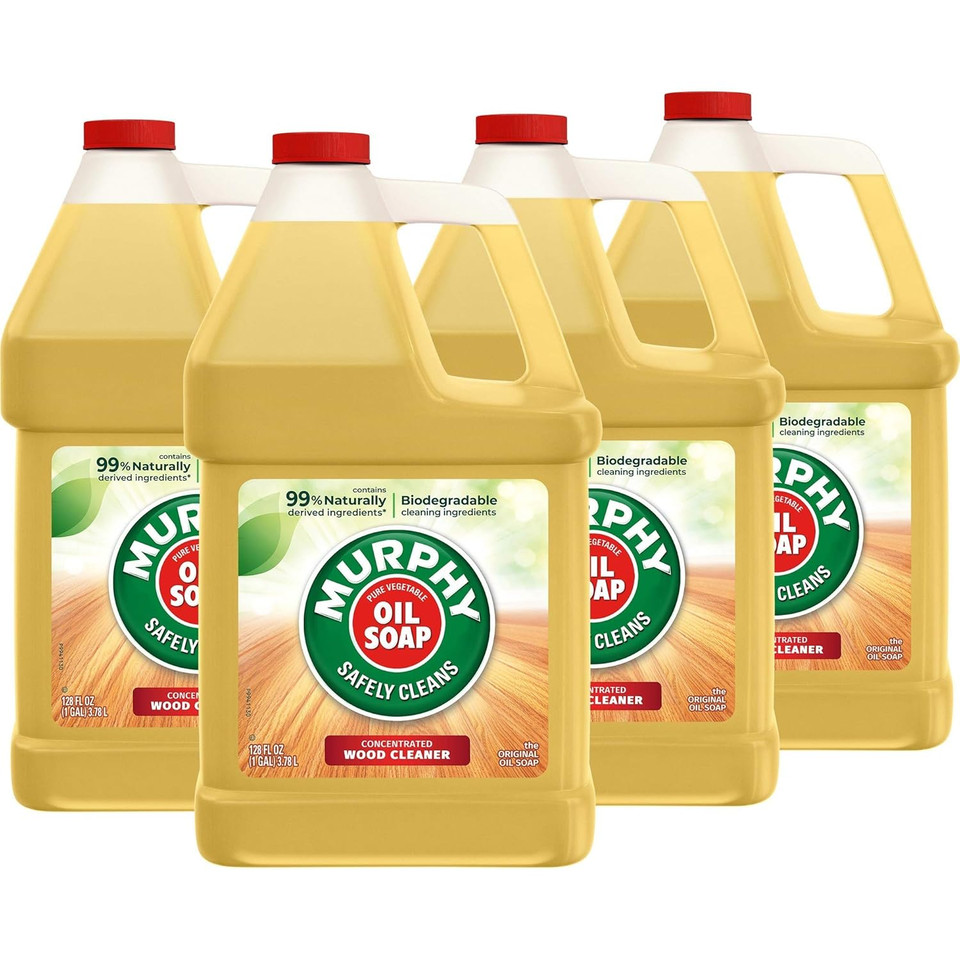 Murphy Oil Soap Wood Cleaner & Hardwood Floor Cleaner (128 Fluid Ounces | Case Of 4), Concentrated Formula, Original, Multi-Use Natural Wood Cleaner And Furniture Polish Murphy Oil Soap Wood Cleaner & Hardwood Floor Cleaner (128 Fluid Ounces | Case Of 4), Concentrated Formula, Original, Multi-Use Natural Wood Cleaner And Furniture Polish