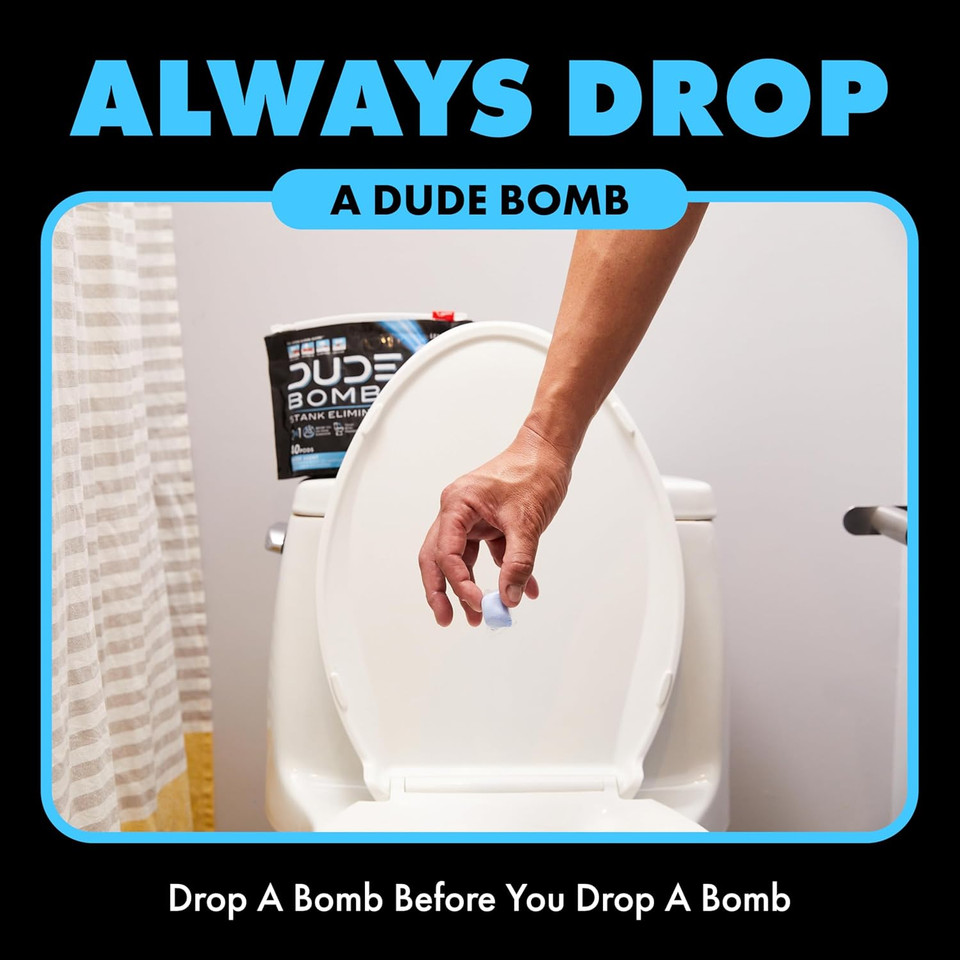 Dude Bombs - Toilet Stank Eliminator - 1 Pack, 40 Pods - Fresh Scent 2-In-1 Stank Eliminator + Toilet Bowl Freshener - Refreshing Blend Of Lavender, Cedar, Lime, And Eucalyptus