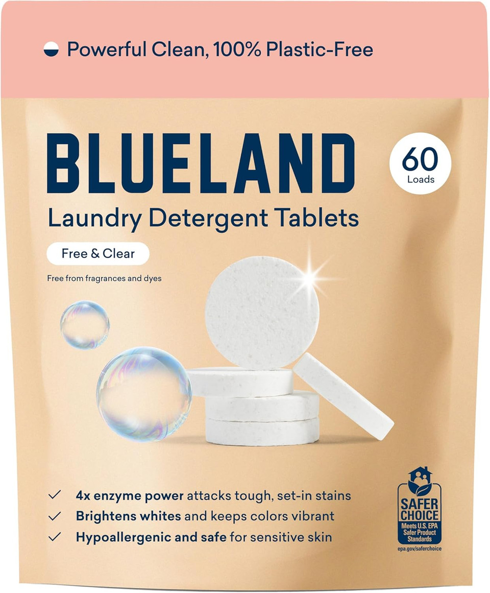 Blueland Laundry Detergent Tablets, 120 Count, Spring Bloom Scent, Plastic-Free Eco-Friendly Pods, Sheets, Liquid Alternative - Natural, Gentle, Non Toxic