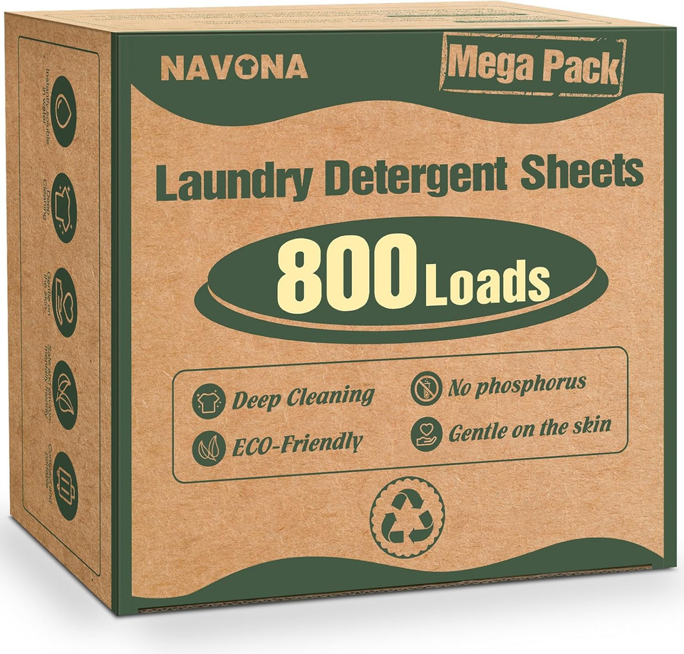 800 Loads Mega Pack Laundry Detergent Sheets, Eco-Friendly Laundry Sheets, Powerful Cleaning, Suitable For Homes, Dorms, And Apartments- [Fragrance-Free]