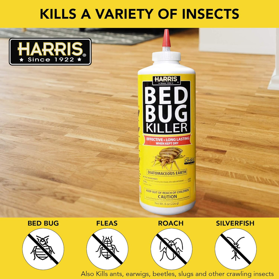 Harris Bed Bug & Insects Killer, Diatomaceous Earth Powder, 9Oz