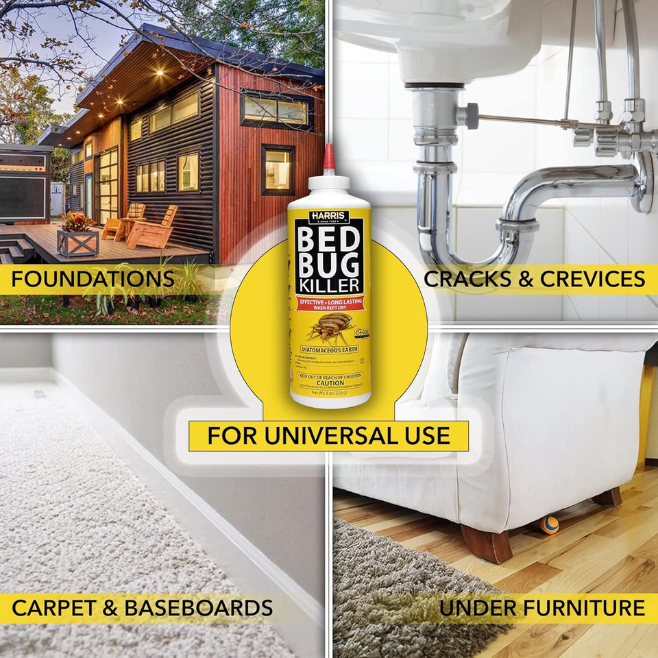 Harris Bed Bug & Insects Killer, Diatomaceous Earth Powder, 9Oz