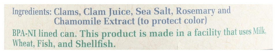 Bar Harbor, Clams Whole Gourmet Ocean, 6.5 Ounce