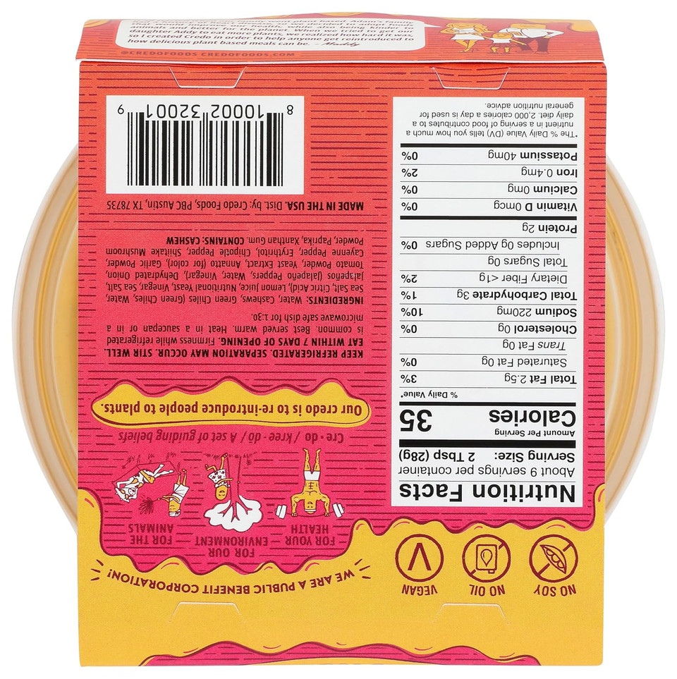 Credo Foods Original Spicy Cashew Queso, 9 Oz