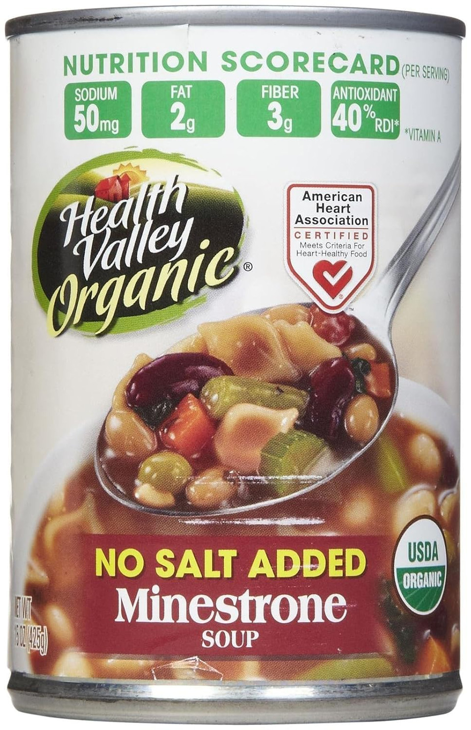 Health Valley Organic Minestrone Soup, No Salt, 15 Oz, 3 Pk