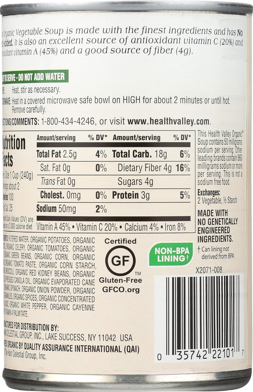 Health Valley Organic No Salt Added Chicken Noodle Soup, 14.5 Oz