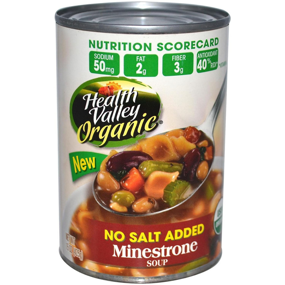 Health Valley Organic No Salt Added Soup, Minestrone, 15 Ounce
