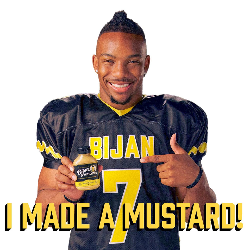 Bijan Mustardson Gourmet Dijon Mustard, Bold & Smooth 9 Oz  Premium Spicy Condiment For Sandwiches, Pretzels, Burgers