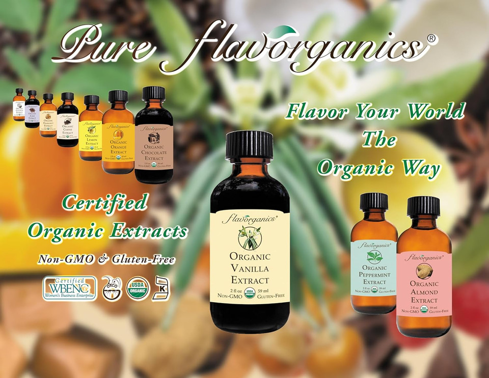 Flavorganics Organic Almond Extract, 2 Ounces Glass Bottle
