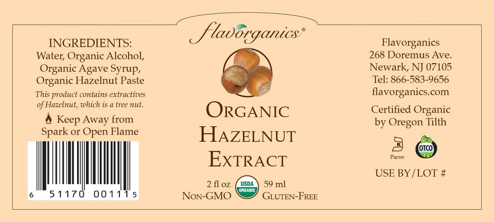 Flavorganics Organic Extract, Hazelnut, 2 Ounce