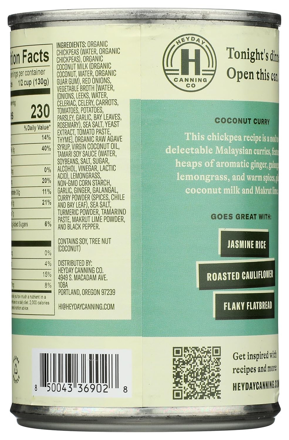 Heyday Canning Co Coconut Curry Chickpeas, 15 Oz
