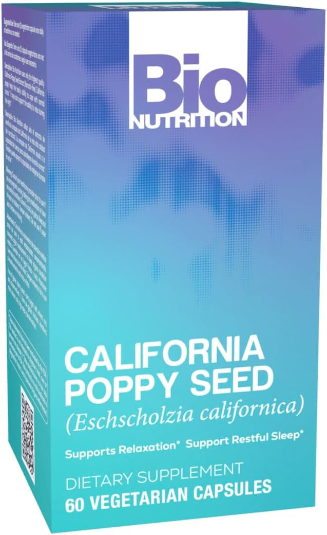 Bio Nutrition California Poppy Herbal Supplement 60 Vegetarian Capsules | Natural Relaxation