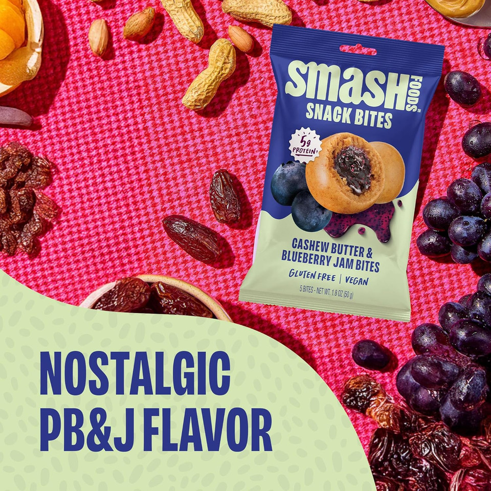 Smash Foods Cashew Butter & Blueberry Jam Superfood Bites, 1.8 Oz
