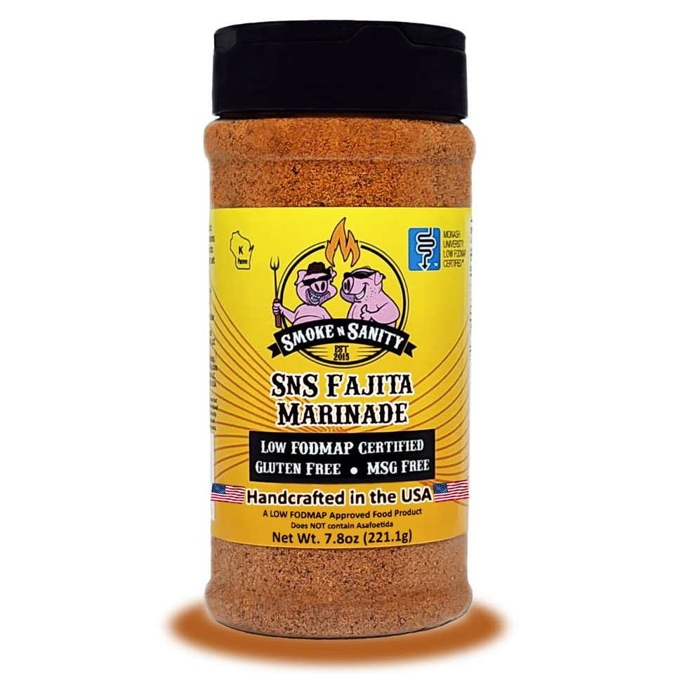 Smoke N Sanity - Sns Fajita Marinade, Monash Certified Low Fodmap, Gluten Free, Certified Kosher, Dairy Free, Low Fodmap Food, Vegetarian (7.8 Oz Shaker)