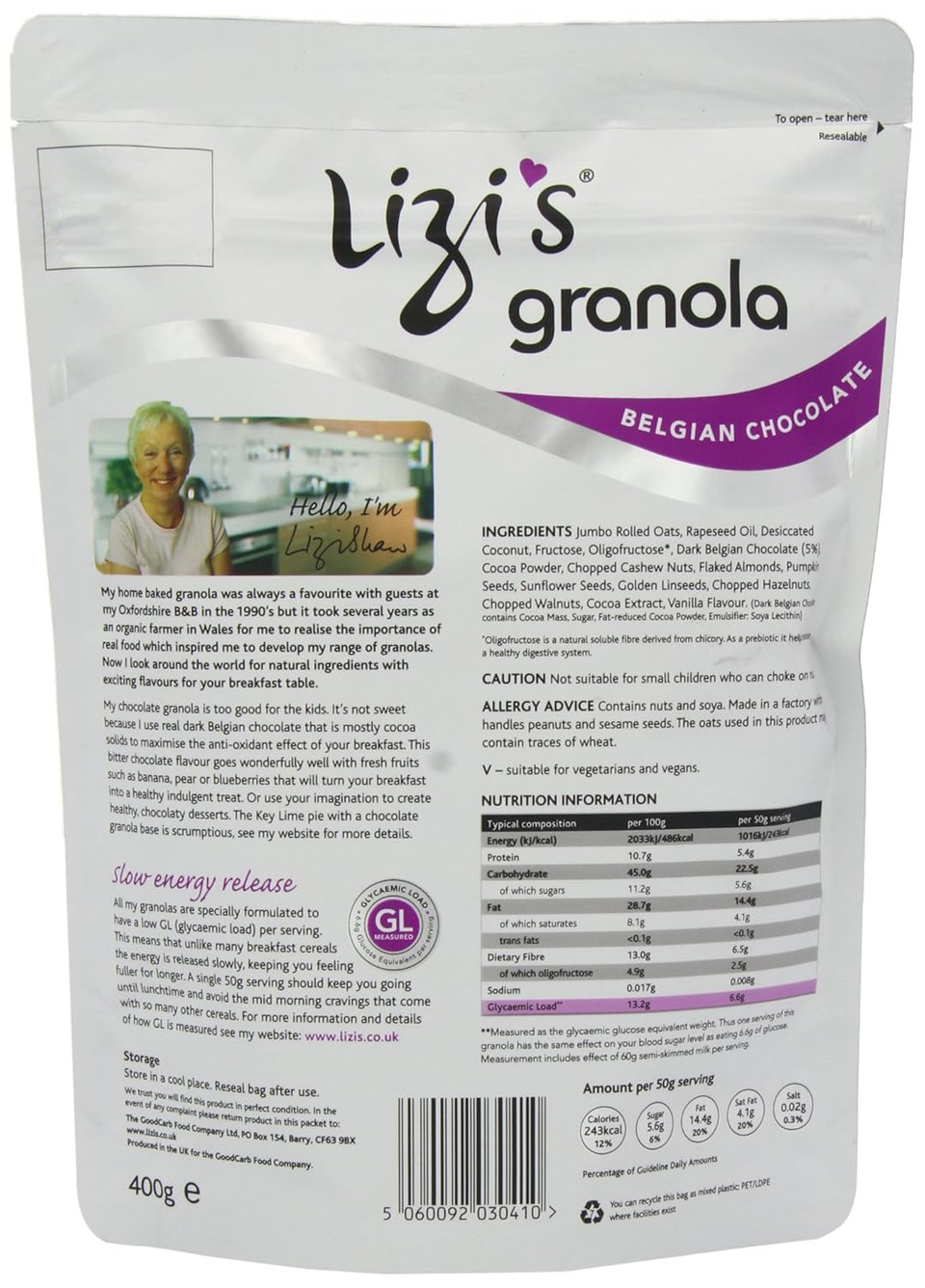 Lizi'S Belgian Chocolate Cereal 400 G