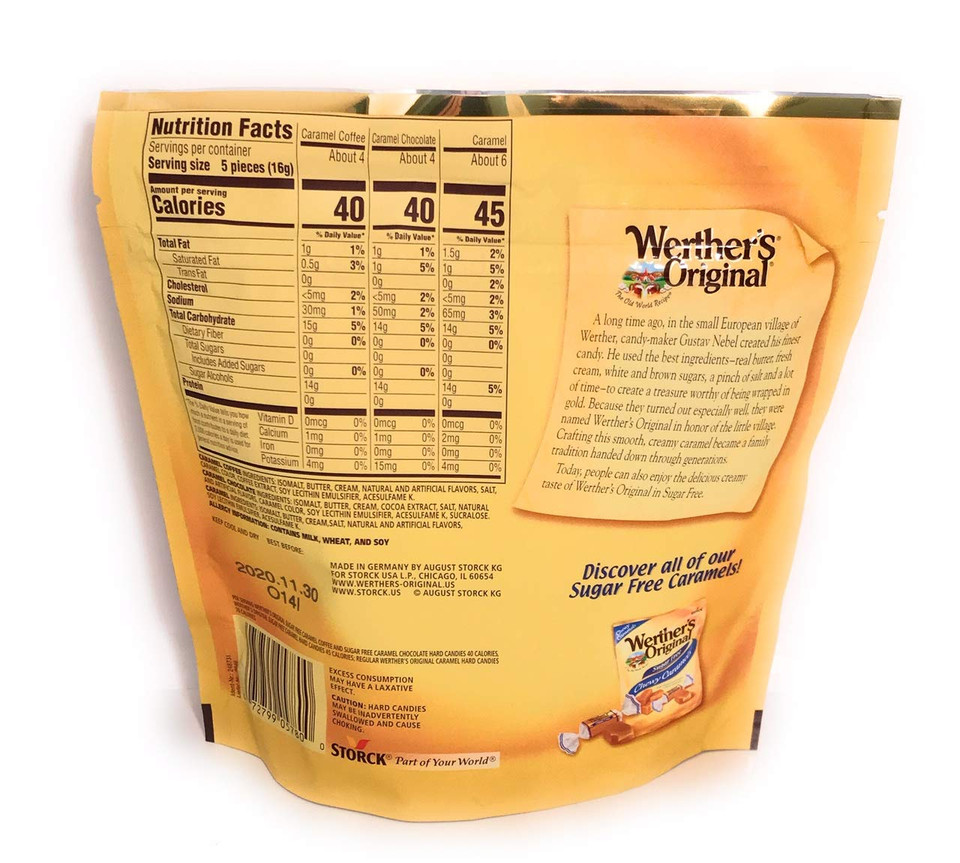 Werther'S Original Sugar Free Assorted 7.7Oz. Caramel Coffee, Caramel Chocolate, Caramel