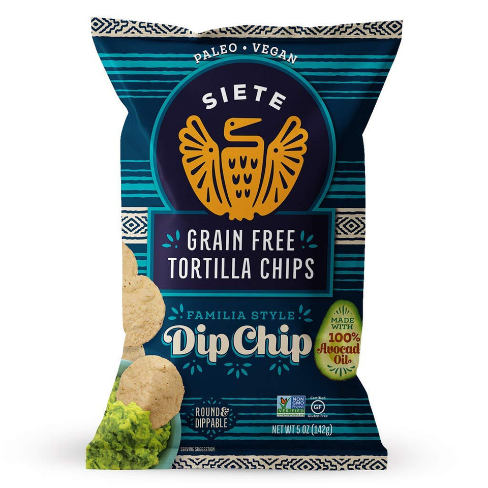 Siete Grain Free Tortilla Chips, No Salt, 5 Oz