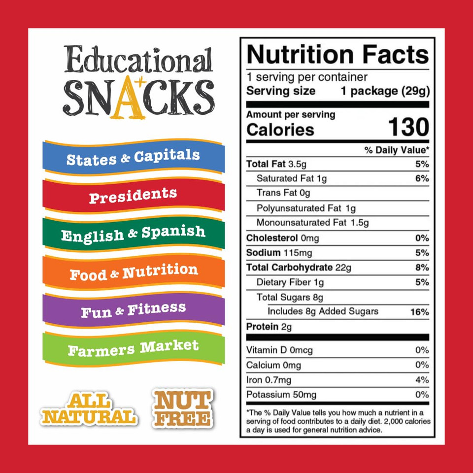 Educational Snacks  English & Spanish Bilingual Edition | Nut-Free Educational Snacks For Kids | Learn 50+ Vocabulary Words & Numbers In Two Languages  Different Mix In Every Bag | 24-Pack For Esl Groups & Family Learning