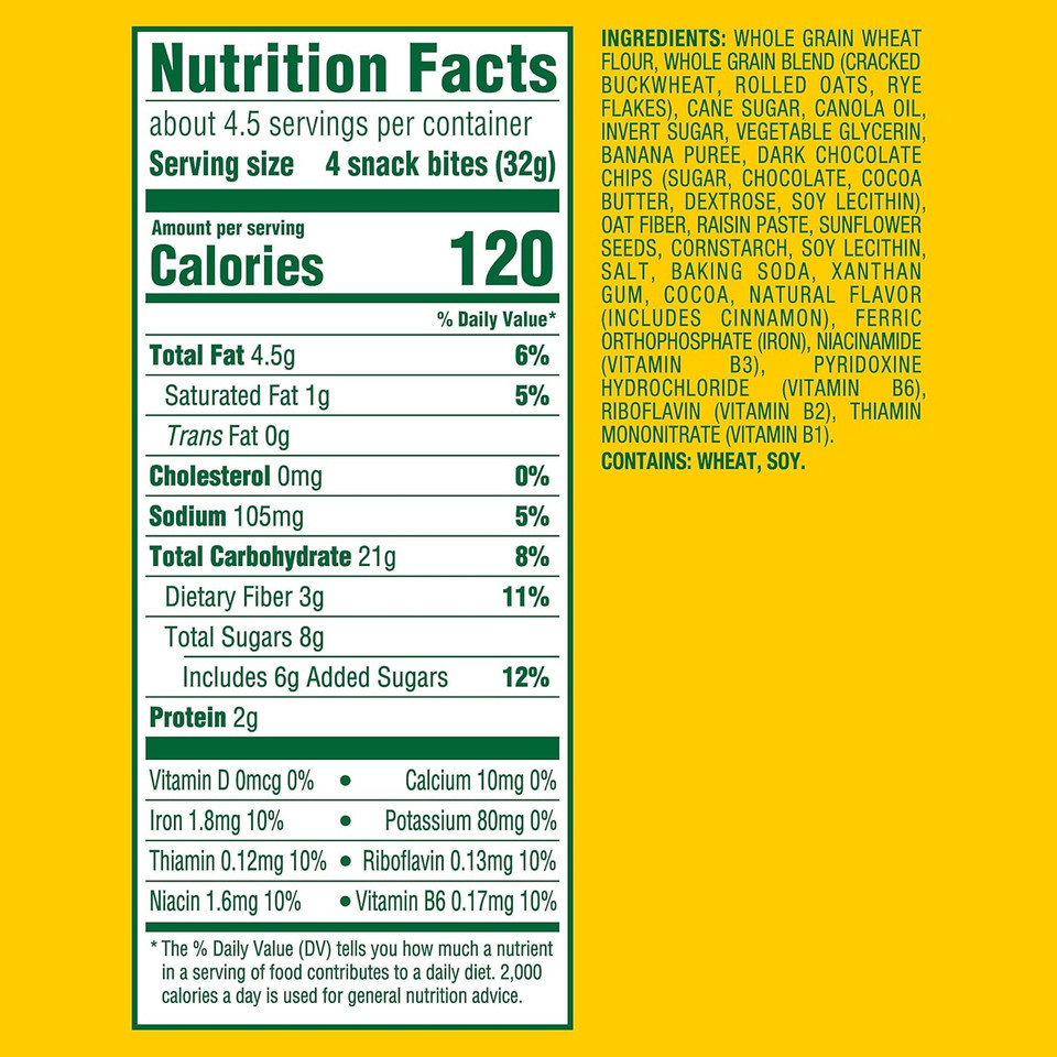 Belvita Energy Snack Bites, Banana, Dark Chocolate And Sunflower Seed, 5 Oz Bag