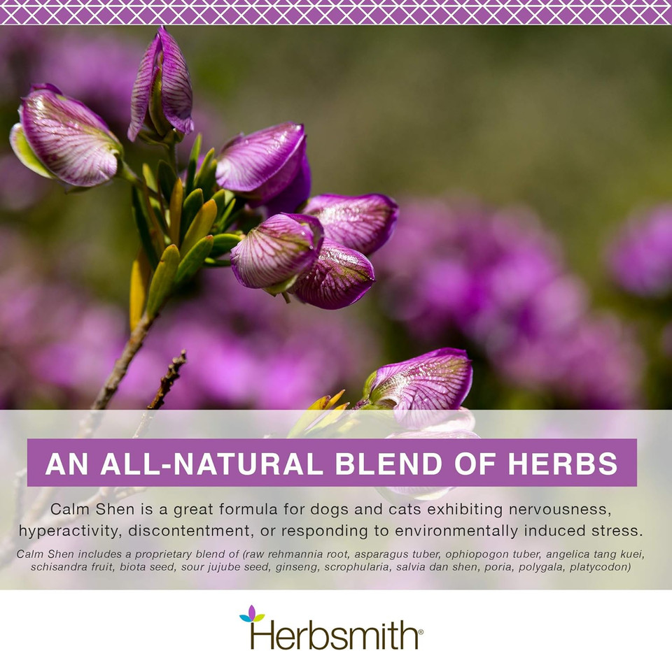 Herbsmith Calm Shen  Herbal Blend For Dogs & Cats  Natural Anxiety Remedy For Dogs & Cats  Feline And Canine Calming Supplement  75G Powder