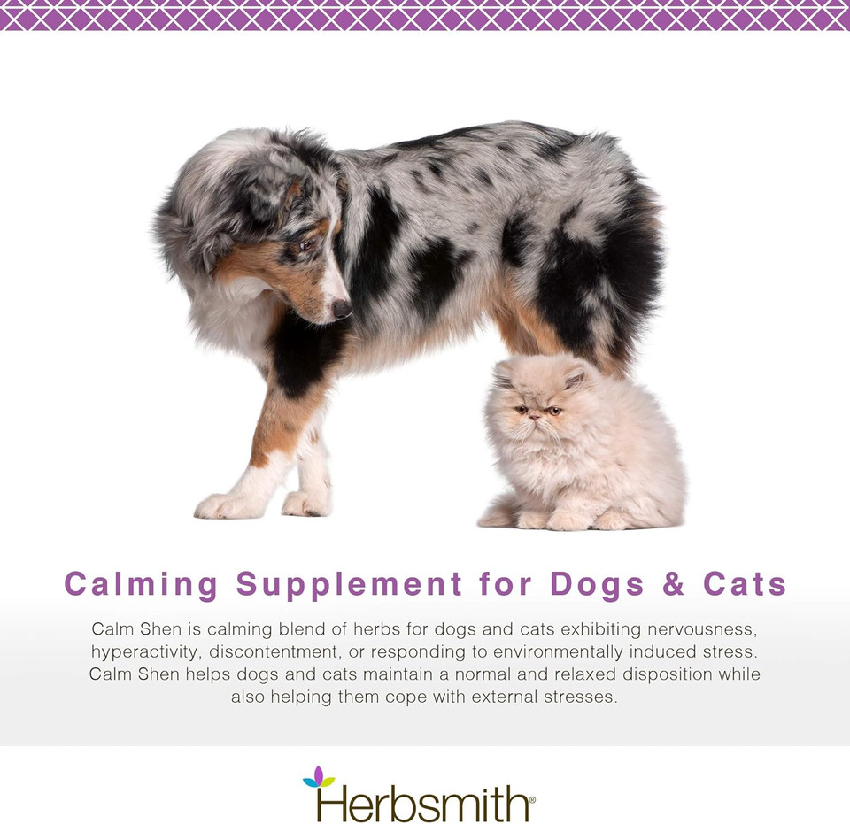Herbsmith Calm Shen  Herbal Blend For Dogs & Cats  Natural Anxiety Remedy For Dogs & Cats  Feline And Canine Calming Supplement  75G Powder