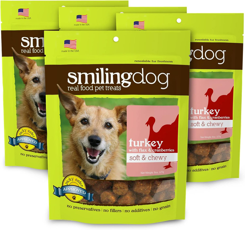Herbsmith Smiling Dog Treats - Soft And Chewy Dog Treats For Senior Dogs  Dog Training Treats - Superfood Wellness Treats For Dogs - 8 Oz