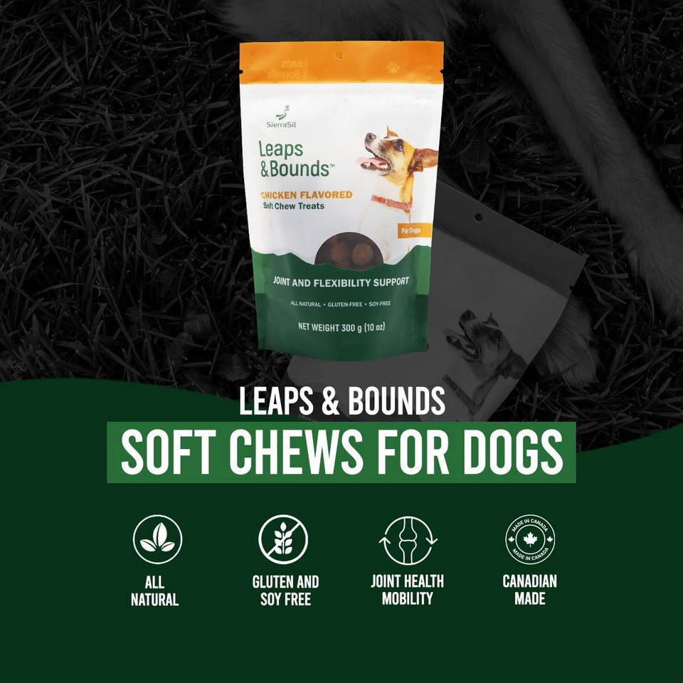 Sierrasil® Leaps & Bounds  Chicken Flavored Soft Chews For Dogs, Joints & Flexibility Support, Great Tasting Treats, Gluten-Free, Soy-Free - 300 G (10 Oz)