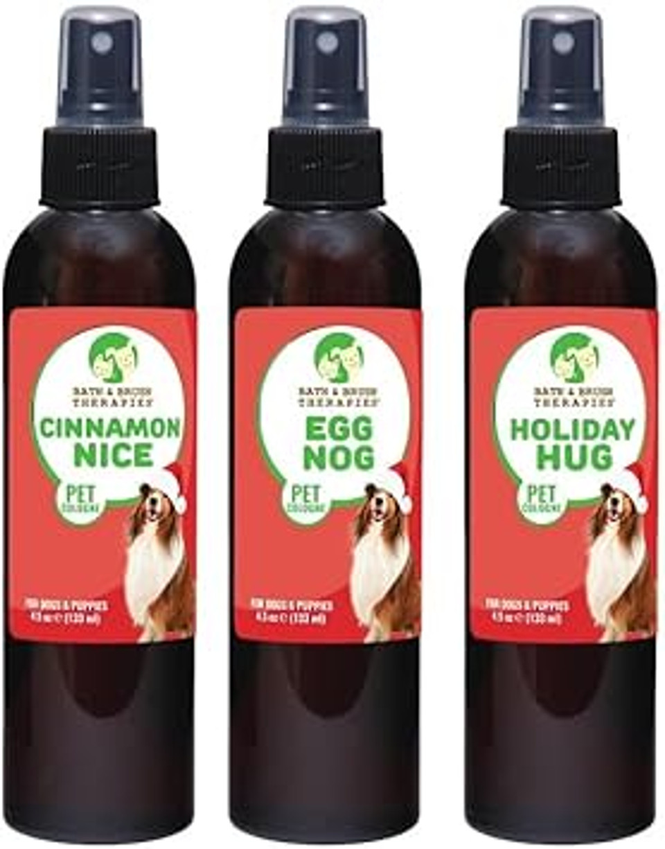 Bath & Brush Therapies® Candy Cane Dog Cologne 4.5 Oz | Dog Perfume Long Lasting | Deodorizing Spray