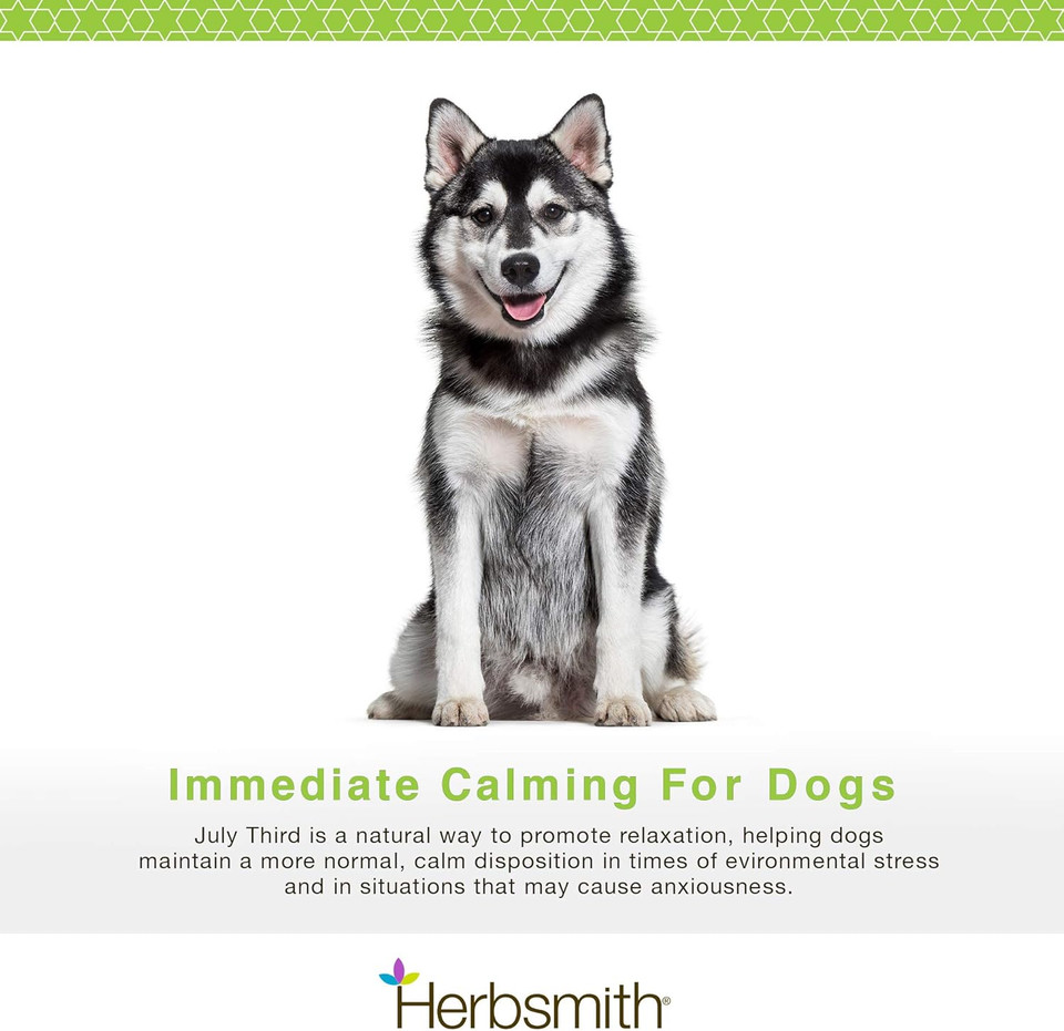 Herbsmith July Third - Canine Calming Chews - Calming Herbs For Dogs - Anxiety Supplements For Dogs - 30Ct Large Chews