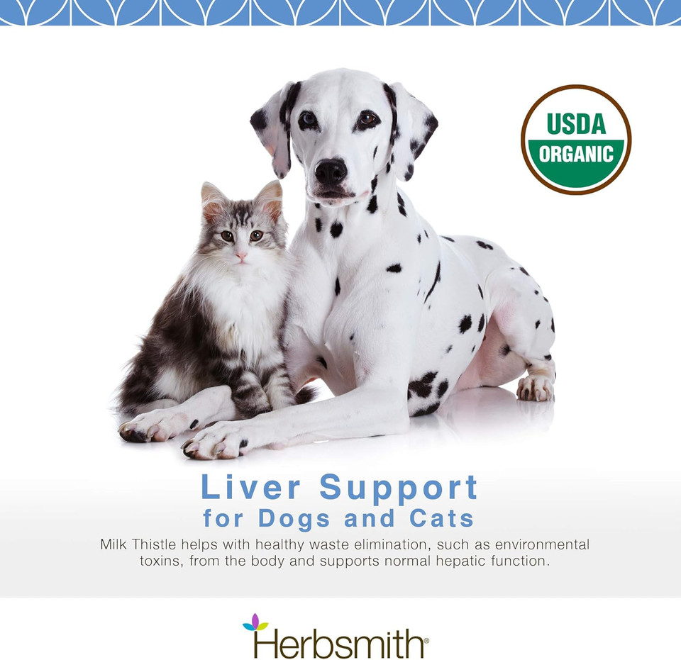 Herbsmith Organic Milk Thistle For Dogs And Cats  Liver Supplement For Dogs & Cats  Made In Usa  150G Powder