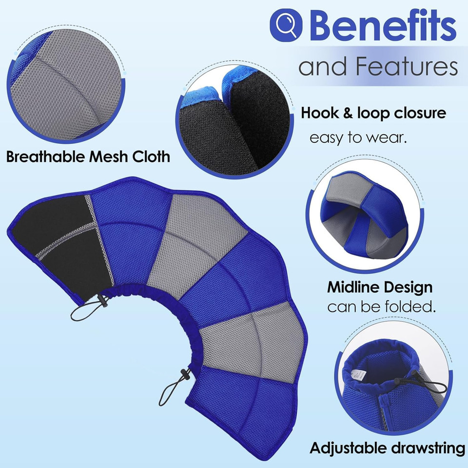 Aofitee Dog Cone- Adjustable Medium Cone For Dogs After Surgery, Breathable Soft Cone Dog Collar To Prevent Licking Wounds, Pet Elizabethan Collar For Medium Dogs, Black M