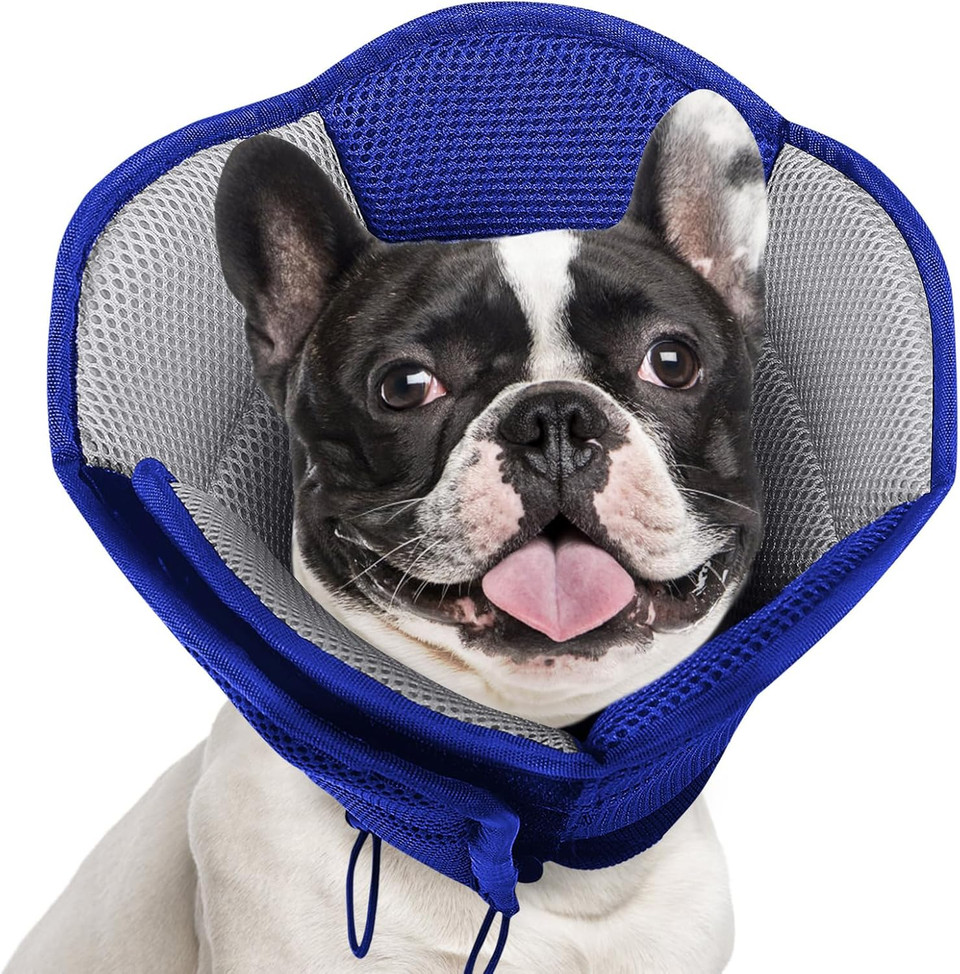 Aofitee Dog Cone- Adjustable Medium Cone For Dogs After Surgery, Breathable Soft Cone Dog Collar To Prevent Licking Wounds, Pet Elizabethan Collar For Medium Dogs, Blue M