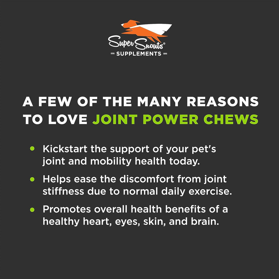 Super Snouts Joint Power  60 Soft Chews  Joint Supplement For Dogs And Cats With Green Lipped Mussel Helps Ease Discomfort & Stiffness Made In The Usa