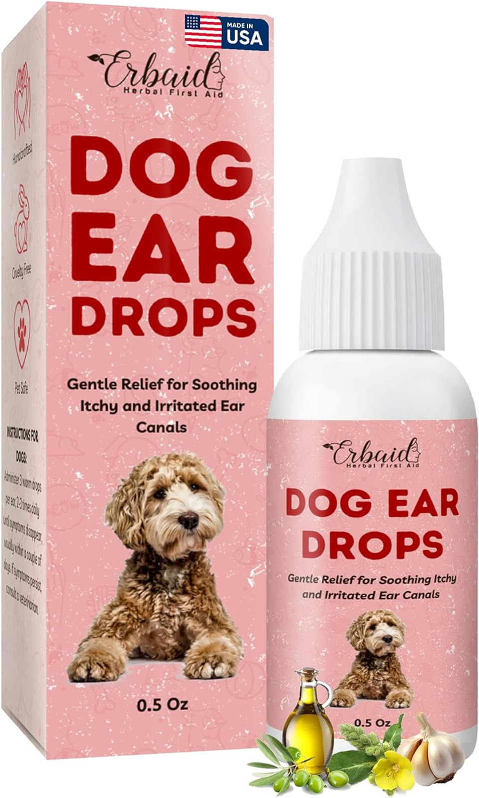 Dog Ear Cleaner  All Natural Ear Drops For Dogs Ear Infection  Eliminates Yeast Odor, Loosens Wax, Prevents Infections, Relieves Itching  Safe, Gentle, Effective Itchy Ear Relief, Made In Usa