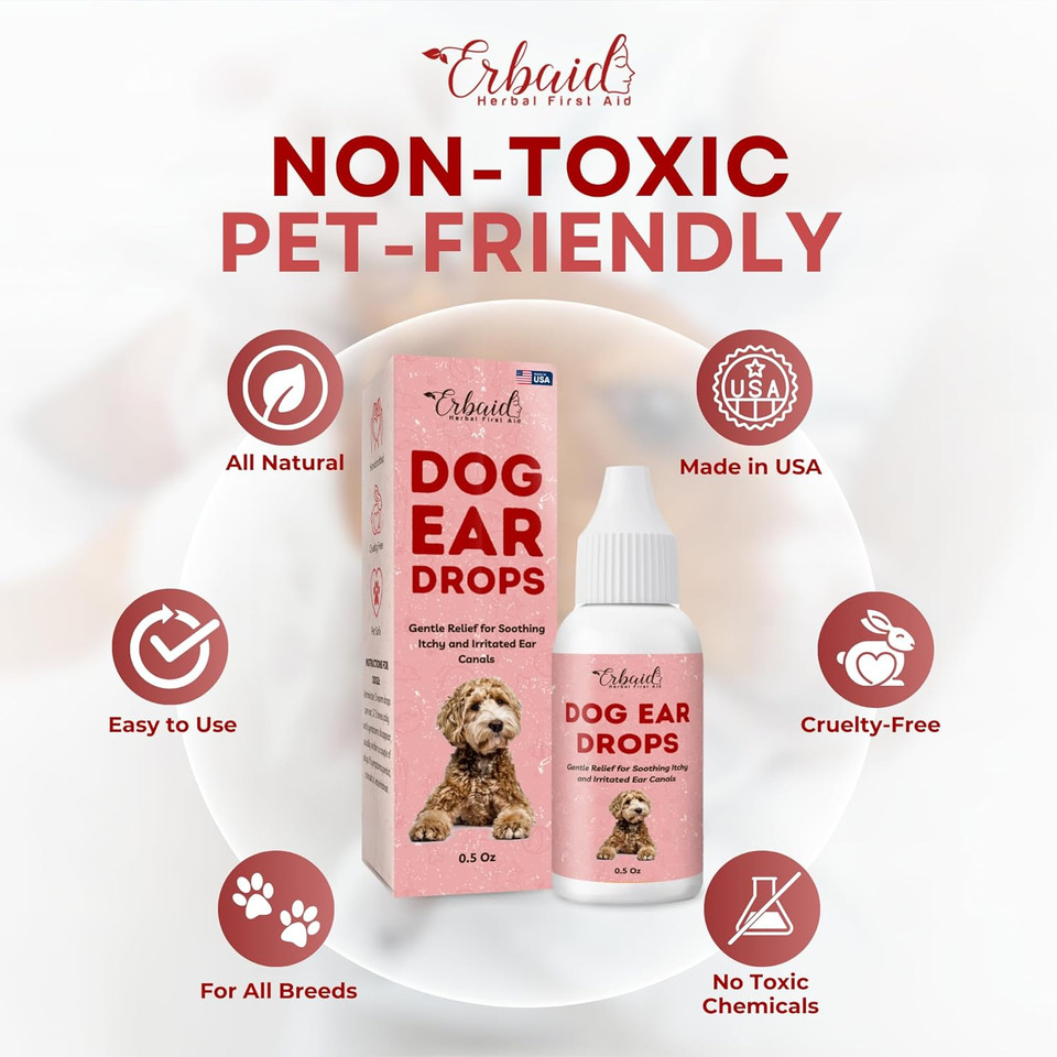 Dog Ear Cleaner  All Natural Ear Drops For Dogs Ear Infection  Eliminates Yeast Odor, Loosens Wax, Prevents Infections, Relieves Itching  Safe, Gentle, Effective Itchy Ear Relief, Made In Usa