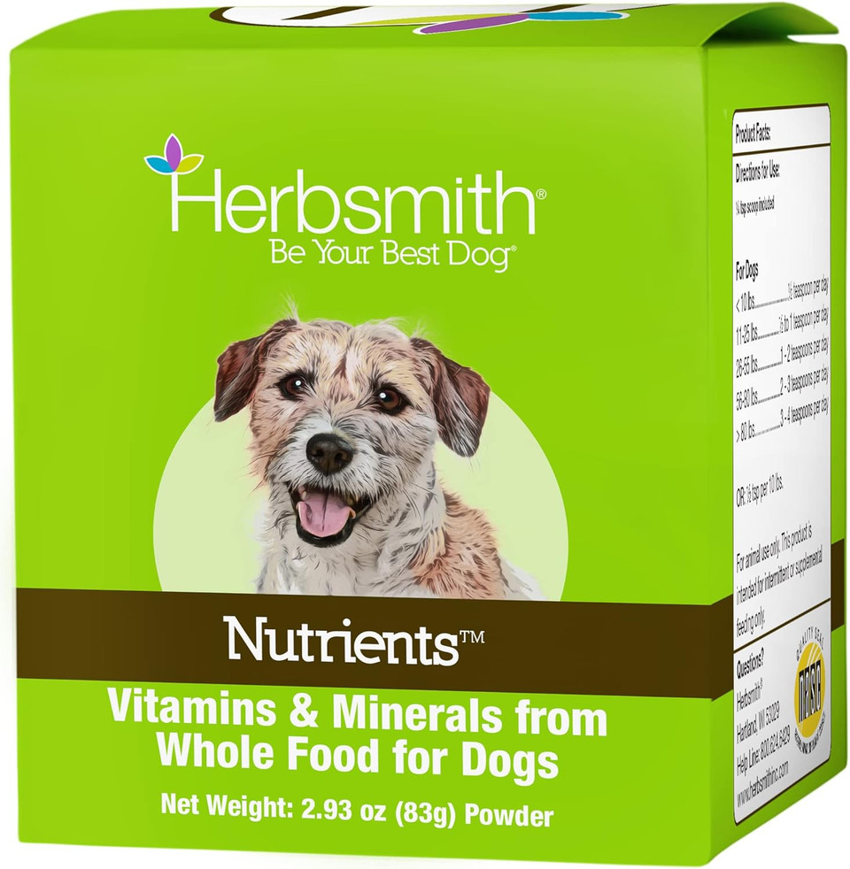 Herbsmith Nutrients Superfood Dog Multivitamin Featuring Vitamins & Minerals From Whole Foods Boost Kibble Or Diy Raw With Antioxidants For Puppies To Seniors - 17.63 Oz