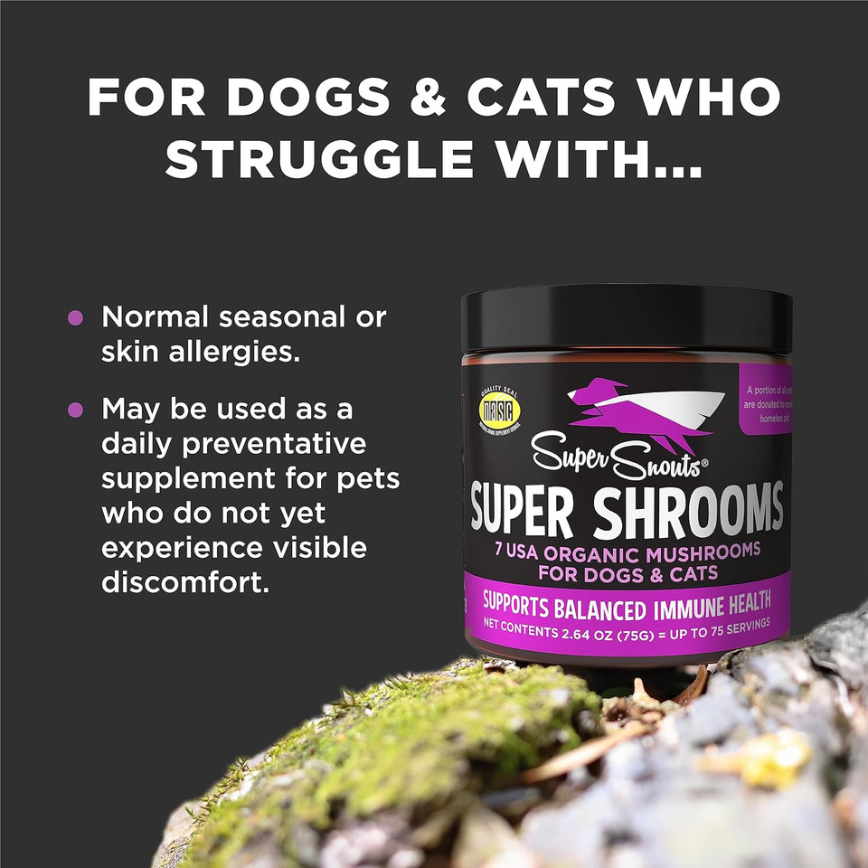 Super Snouts Lion'S Roar Lion'S Mane Mushroom Supplement For Dogs And Cats, 2.64Oz - Made In Usa Organic Lions Mane For Cognitive Function And Brain Health