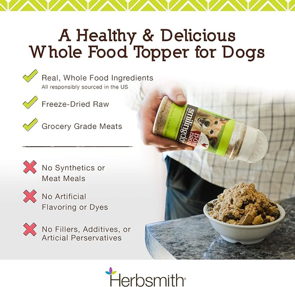 Herbsmith Kibble Seasoning  Freeze Dried Duck  Dog Food Topper For Picky Eaters  Grocery-Grade Fruits + Veggies  3Oz