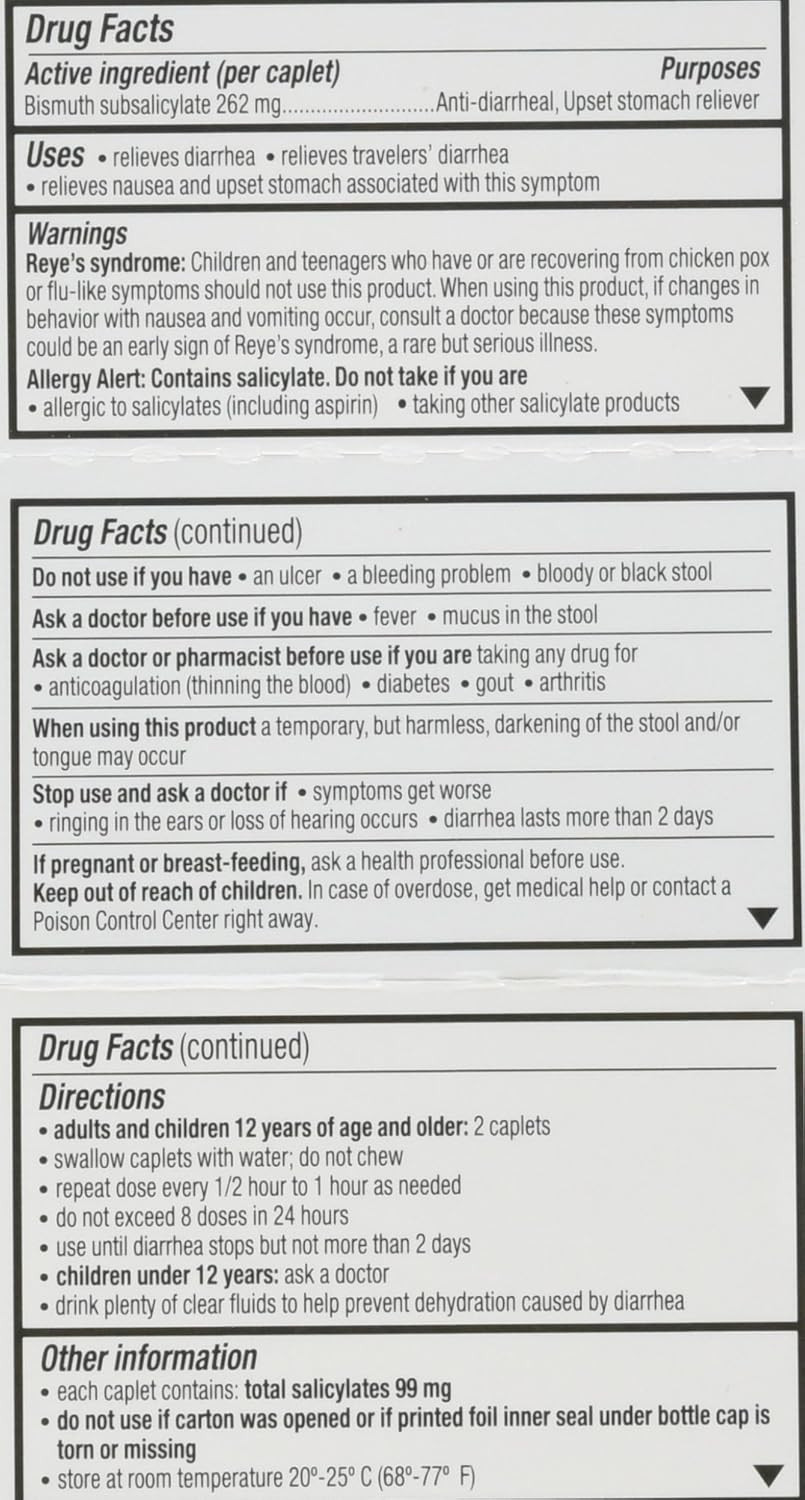 Kaopectate Multi-Symptom Relief Anti-Diarrheal Upset Stomach Reliever Caplets, 28 Count